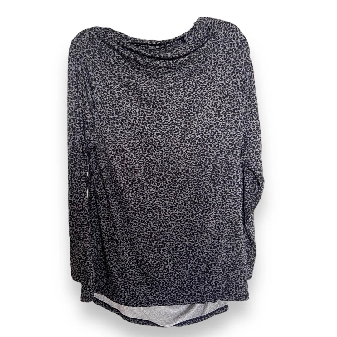 Skinnygirl Womens Top Size 2X Gray Black Leopard Print Boatneck‎ Side Ruched NEW - Image 3