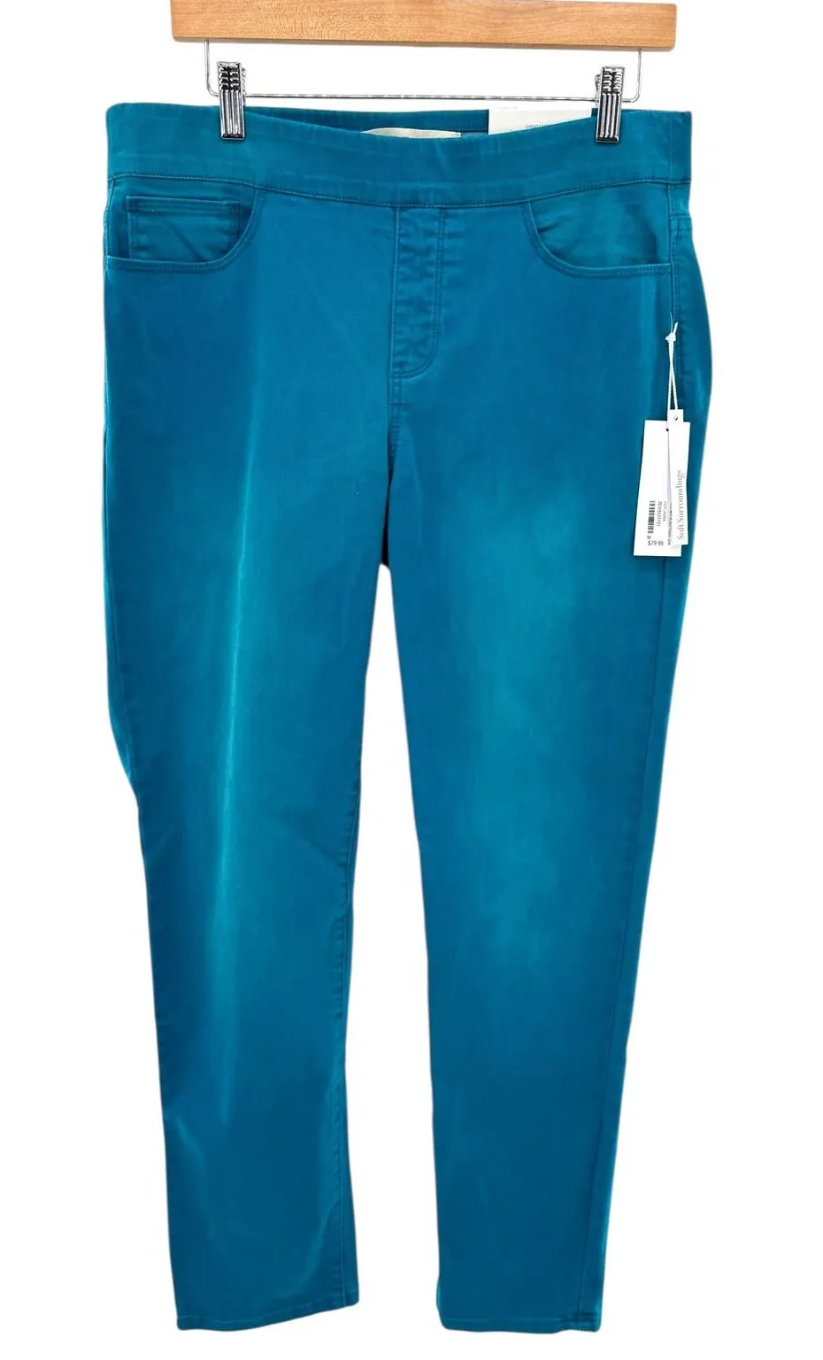 Soft Surroundings Pull On Straight Leg Jeans M Deep Lagoon Stretch Denim NWT - Image 1
