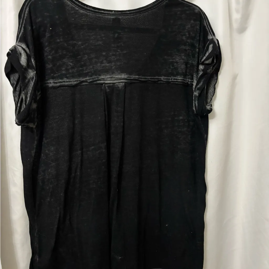 Free People Beach Black Short Sleeve V-Neck Tee - Image 4
