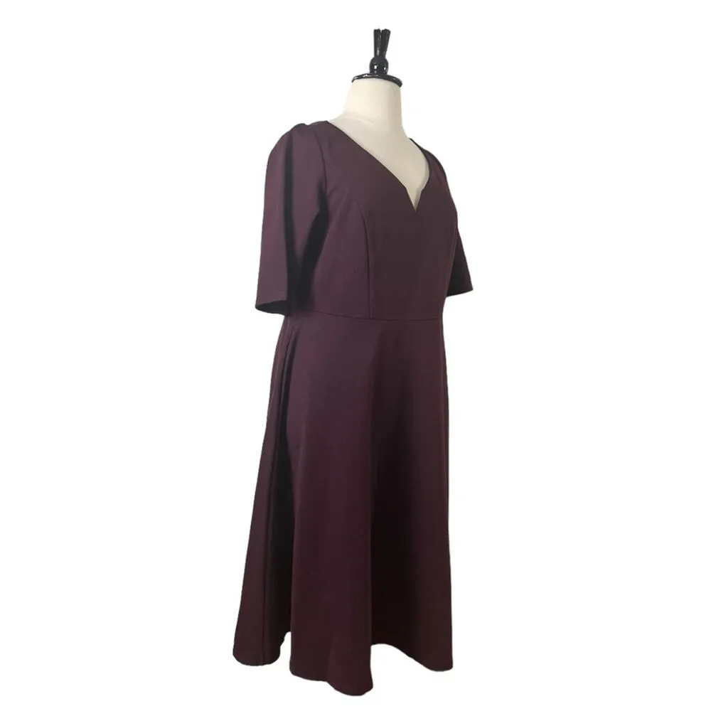 City Chic New Midi Dress A-line Ponte Knit Burgundy Wine Women’s Plus Size L/20 - Image 4