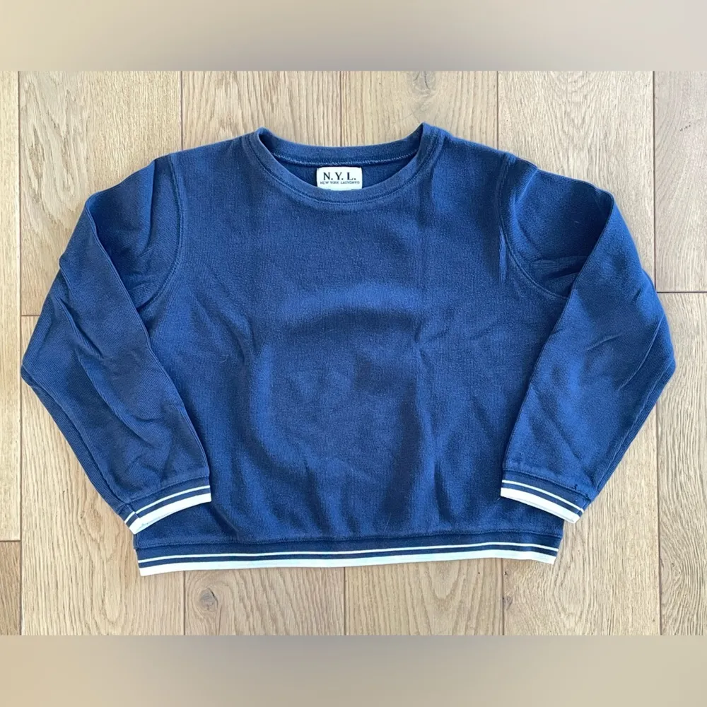 Navy Blue and White Cotton Sweatshirt - Image 3