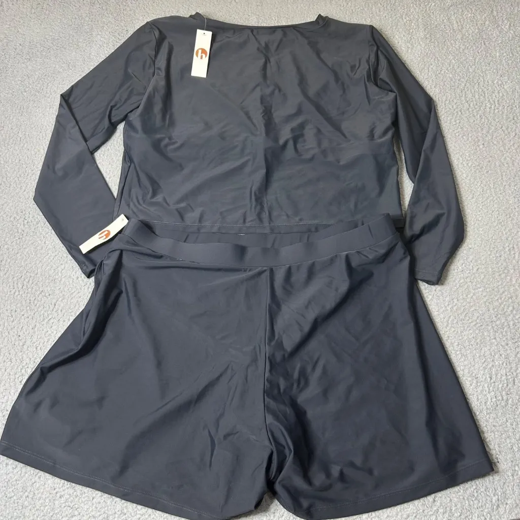 Honey Mark Swim Set 3XL Gray Sugar Skort & Rash Guard Top 2 Piece Set NEW‎ Size undefined - Image 2