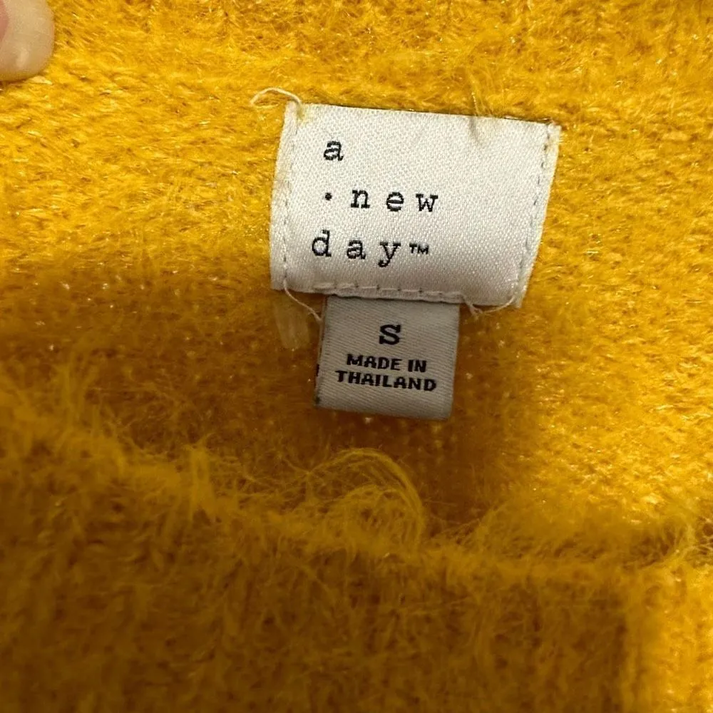 A New Day Yellow Fuzzy Super Soft Crew Neck Sweater. A New Day Yellow Fuzzy Supe - Image 4