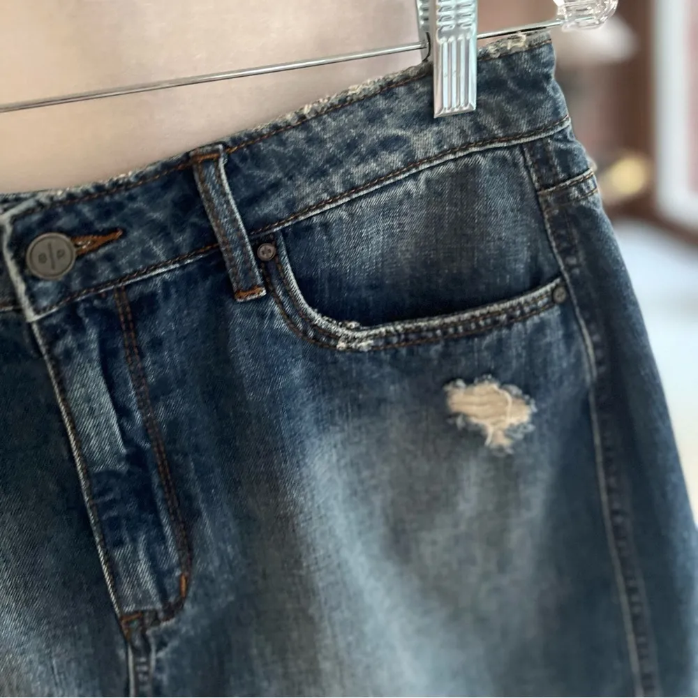 Bp Skirt Denim Distressed Raw Edge Hem Mini 29 Streetwear Concert Festival - Image 5