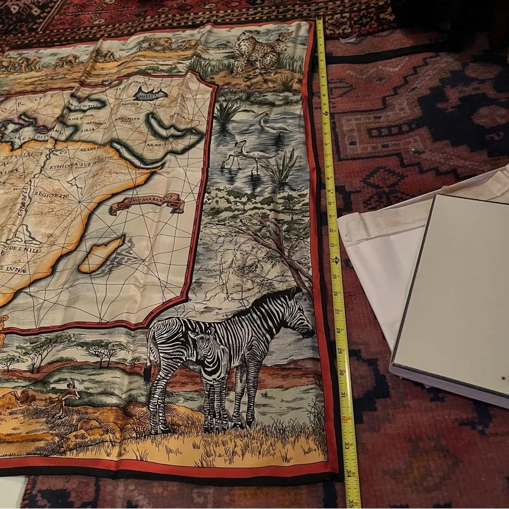 NEW Wathne silk scarf Africa map Red - Image 7
