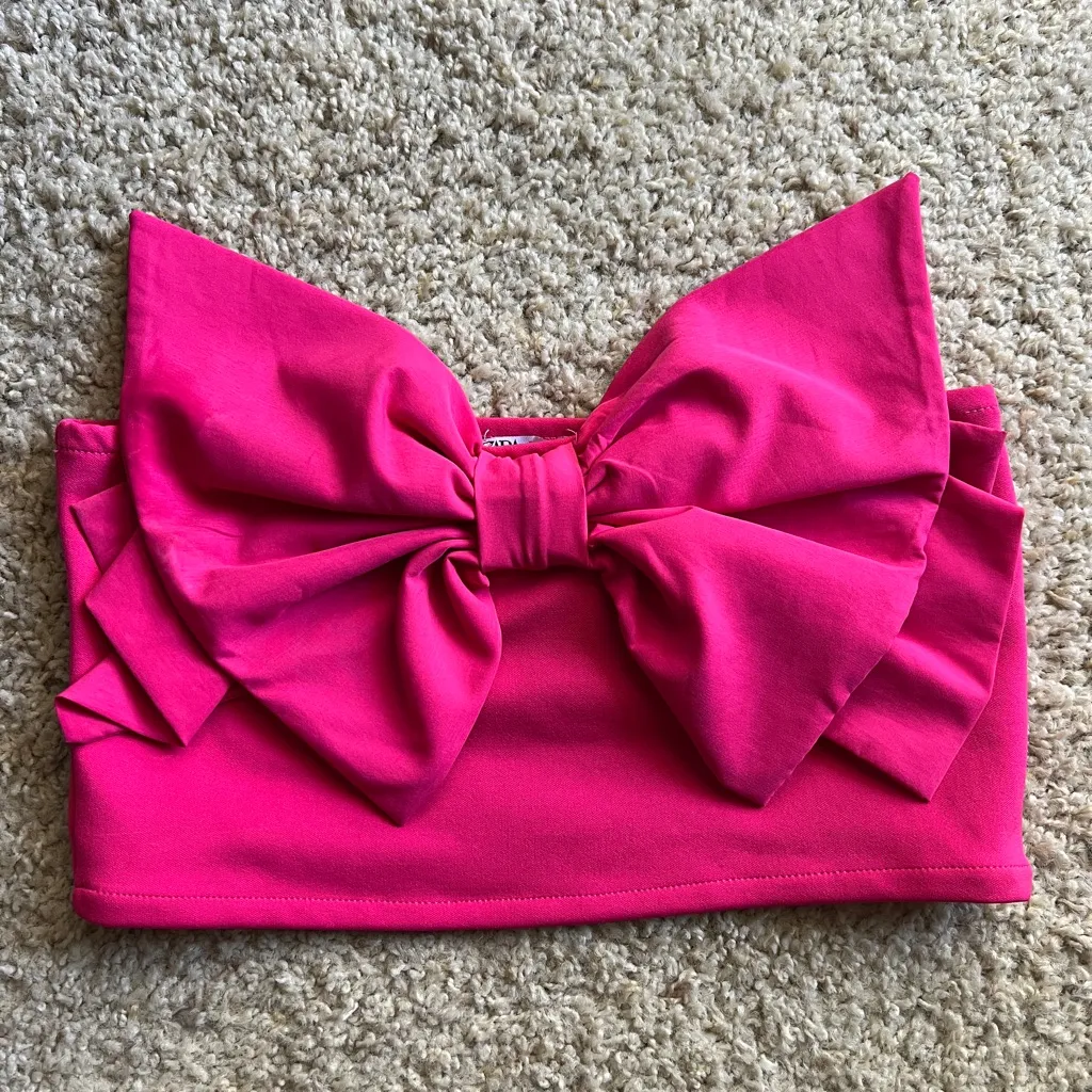 Zara Vibrant Pink Bow Bandeau Top - Image 8