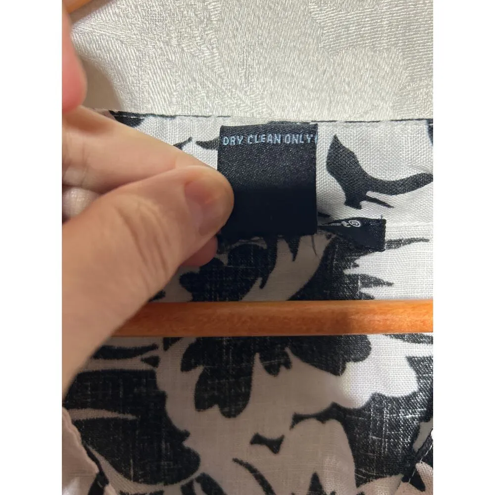 Saint Tropez West 3X Linen Button Up White Black Floral Tropical Hawaiian Cuff - Image 7