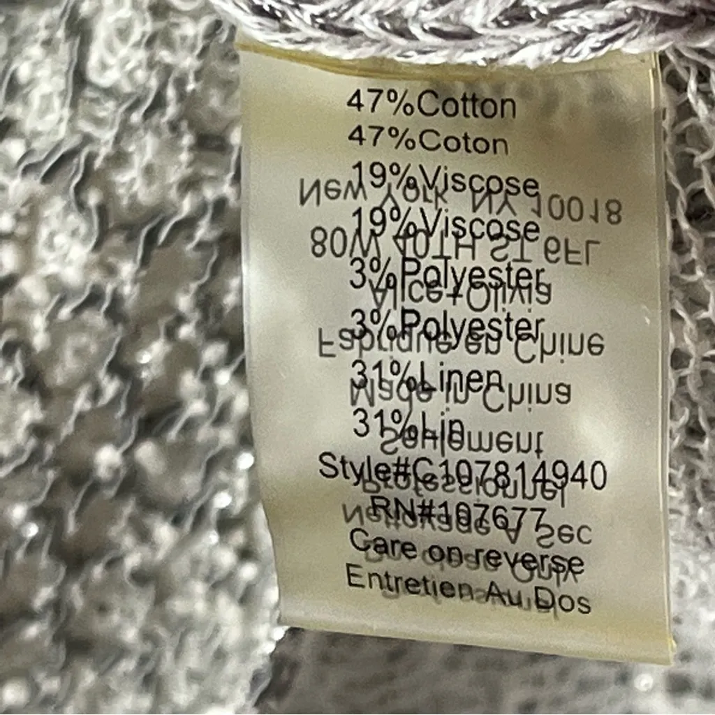 ALICE + OLIVIA Metallic Linen Blend Open Knit Sheer Holiday Party Top Size Small - Image 5