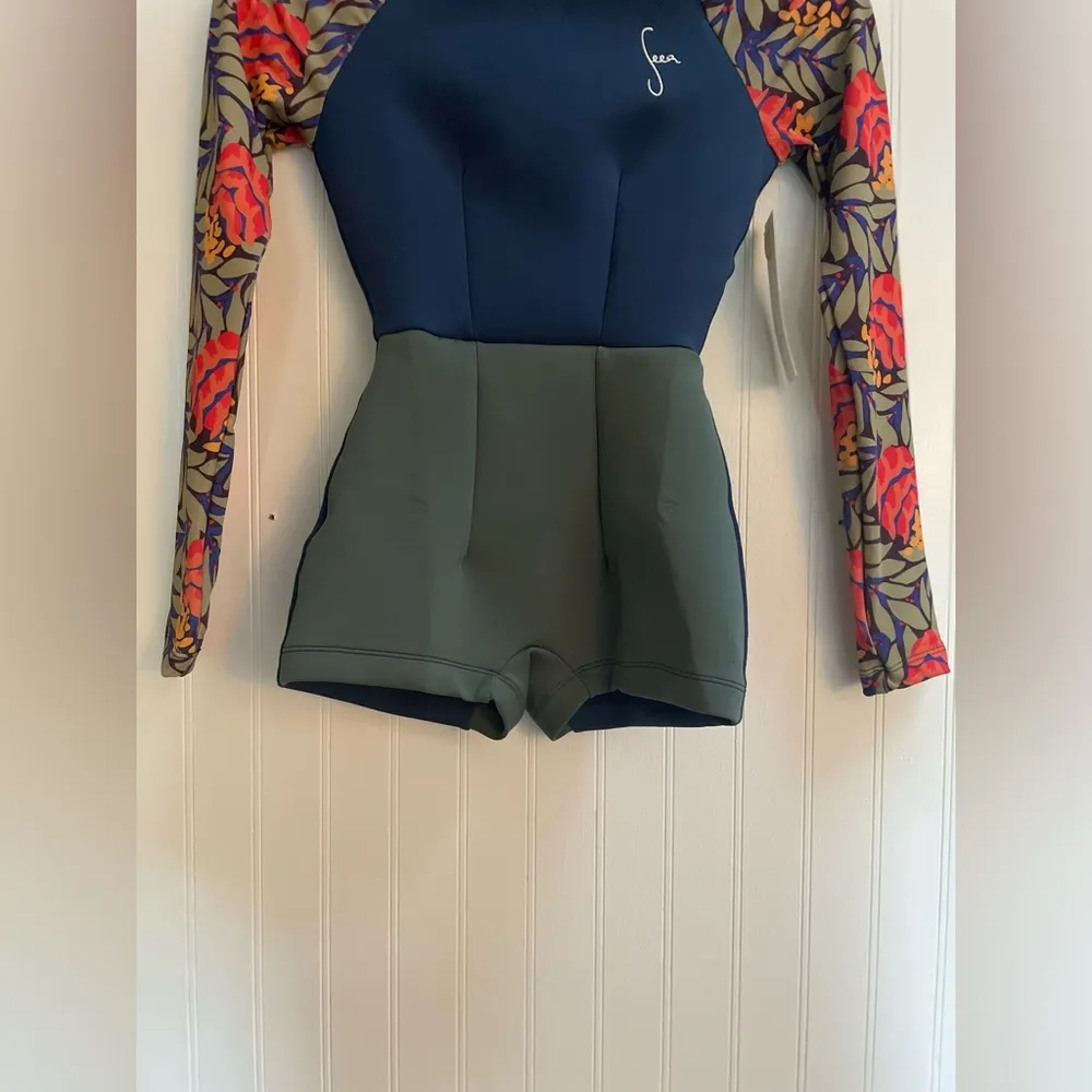 SEEA Dara Surf Suit in Genoa Colorblock Floral UPF 30+ Size XS NWT Blue - Image 10