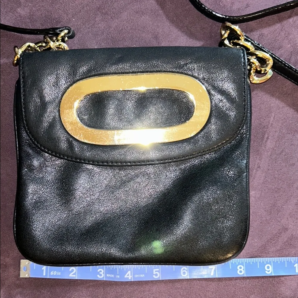 Michael Kors Black Leather and Gold Metal Crossbody Bag - Image 10