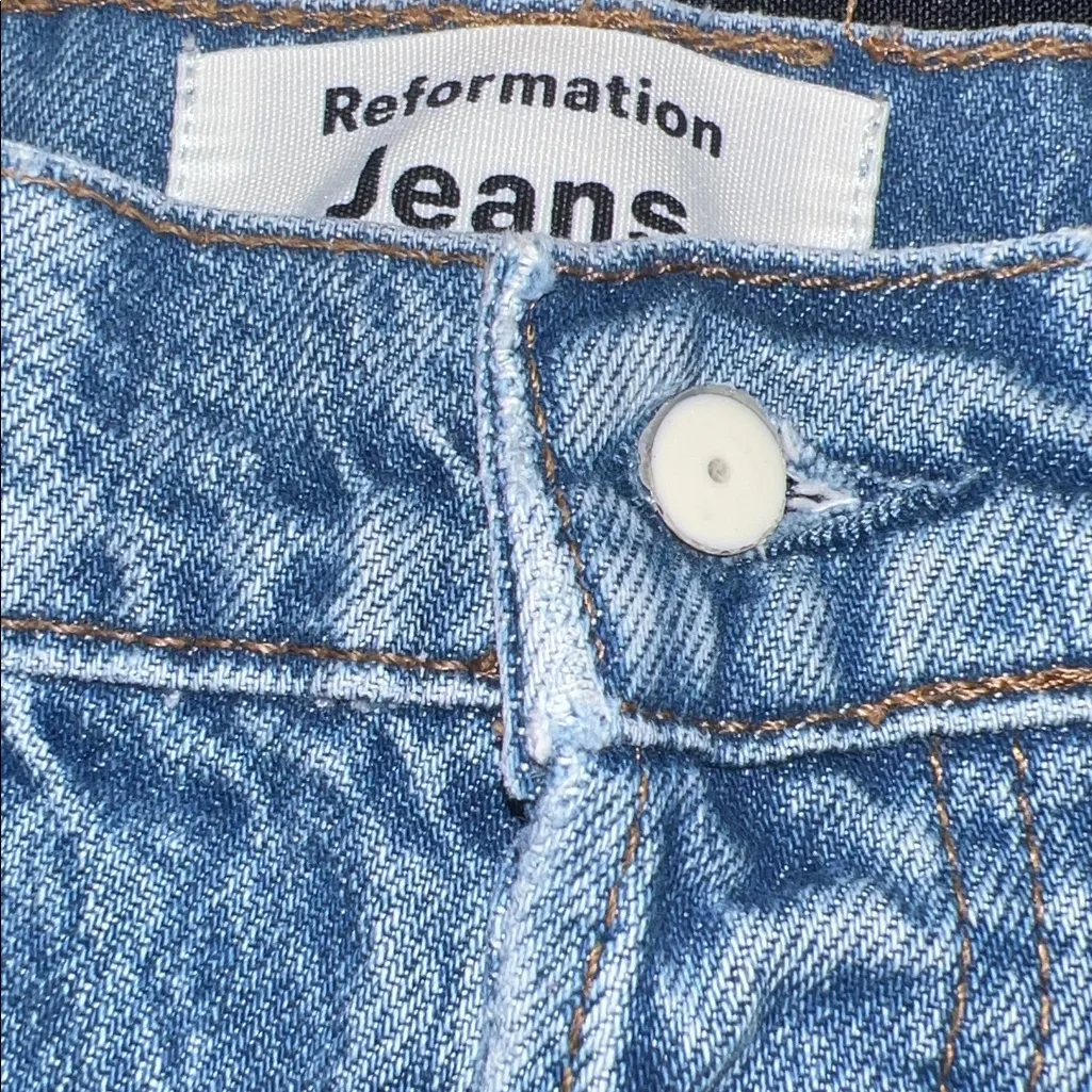 Reformation Cynthia High Rise Straight Leg Colorado Button Fly Jeans - Image 12