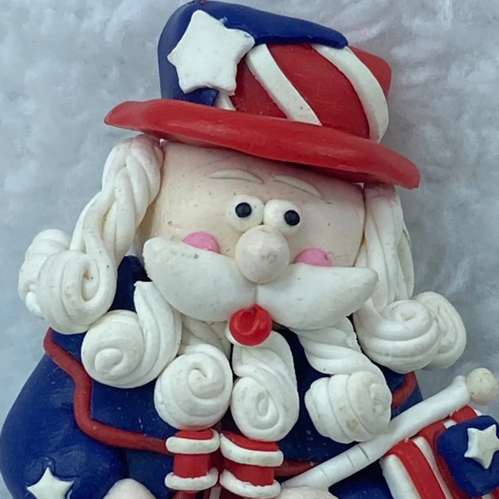 Uncle Sam Figure Patriotic Red White Blue Pin Brooch Flag Stars Bars USA - Image 9