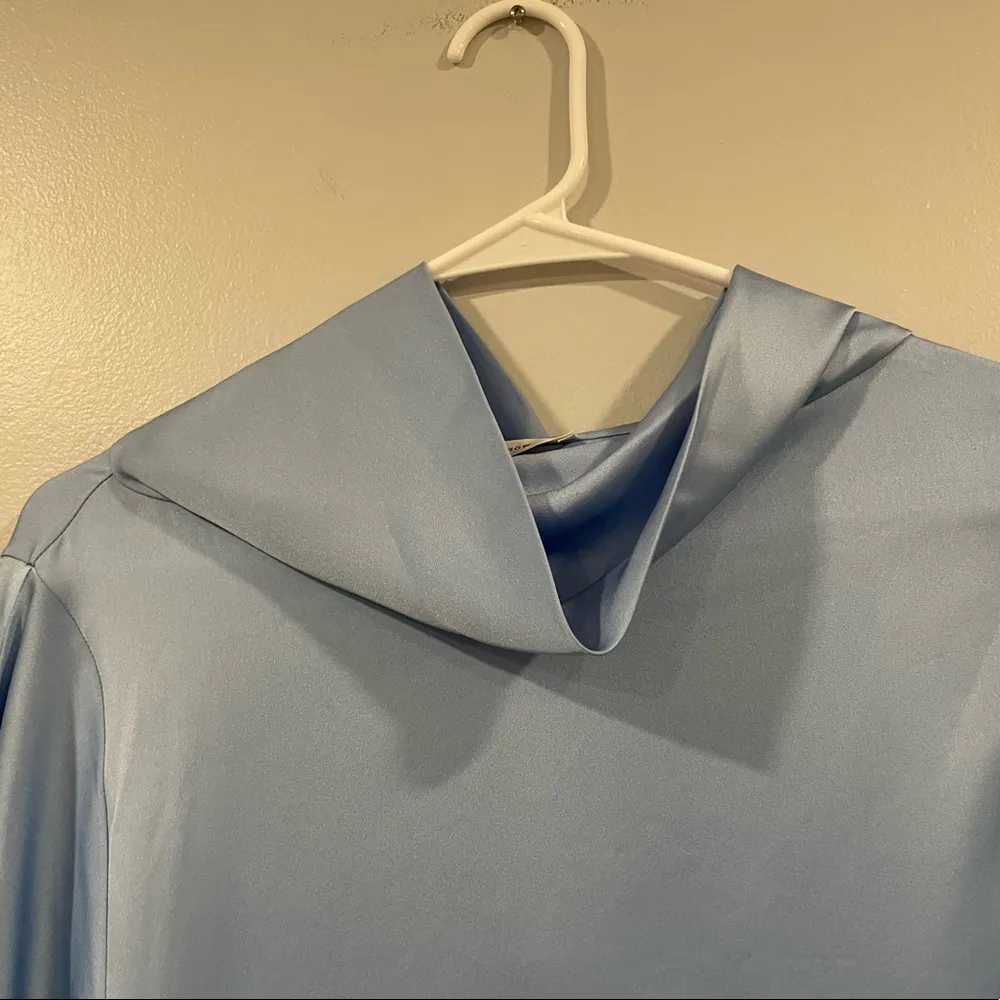 The Row Iona Long Sleeve Silk Top Light Blue XS - Image 4