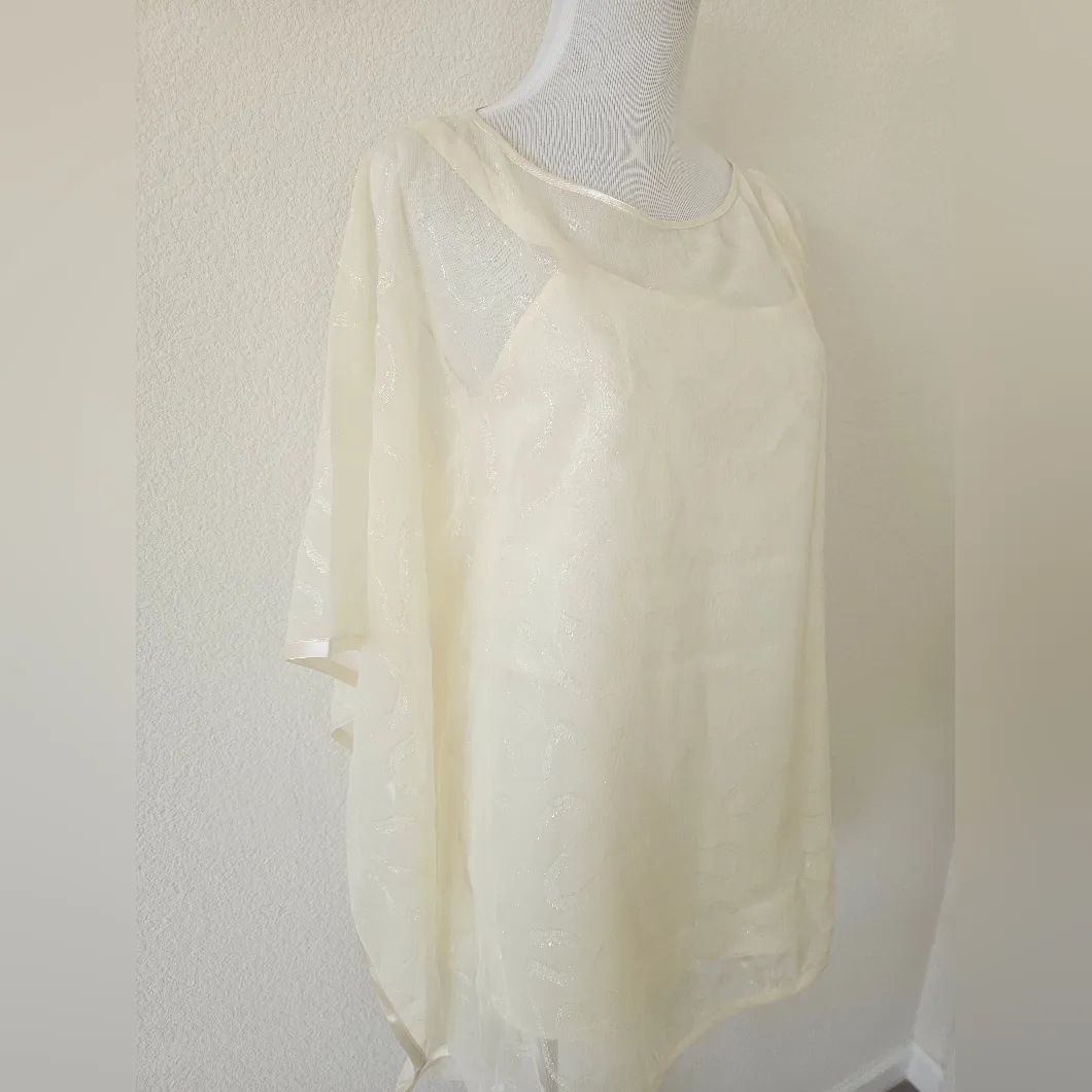 Victor Costa Occasion Butter Yellow Sheer Dolman Sleeve Two Piece Top NWT XS - Image 2