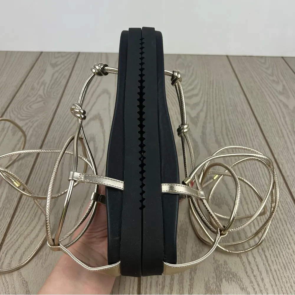 Aqua Muse Women's Strappy Ankle Tie Thong Sandals 10 Gold $100 - Image 3