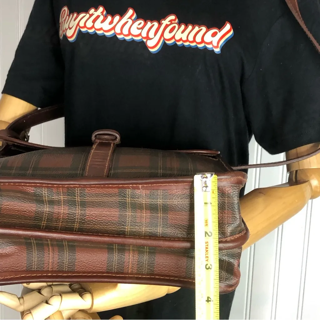 RALPH LAUREN Tartan Plaid Brown Green Plaid Doctor's Crossbody Messenger Bag - Image 12