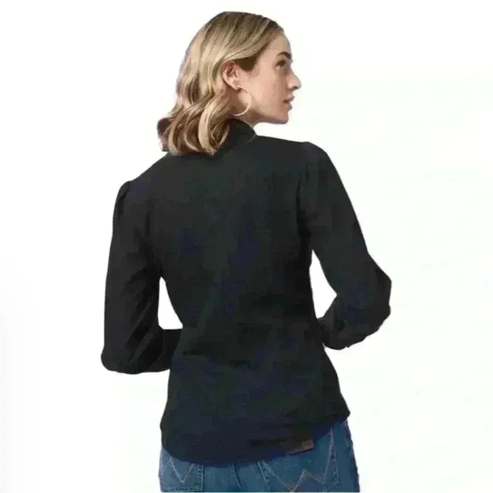 Wrangler Women's Retro Punchy Long Sleeve Denim Shirt in Black Size M NWOT - Image 3