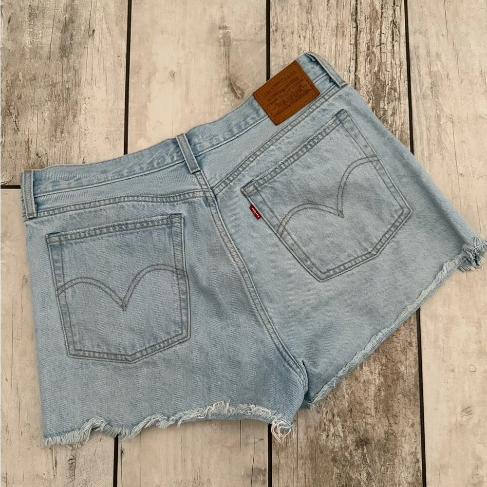 EUC Levi's Blue Jean Shorts Distressed High-Waisted - Image 2