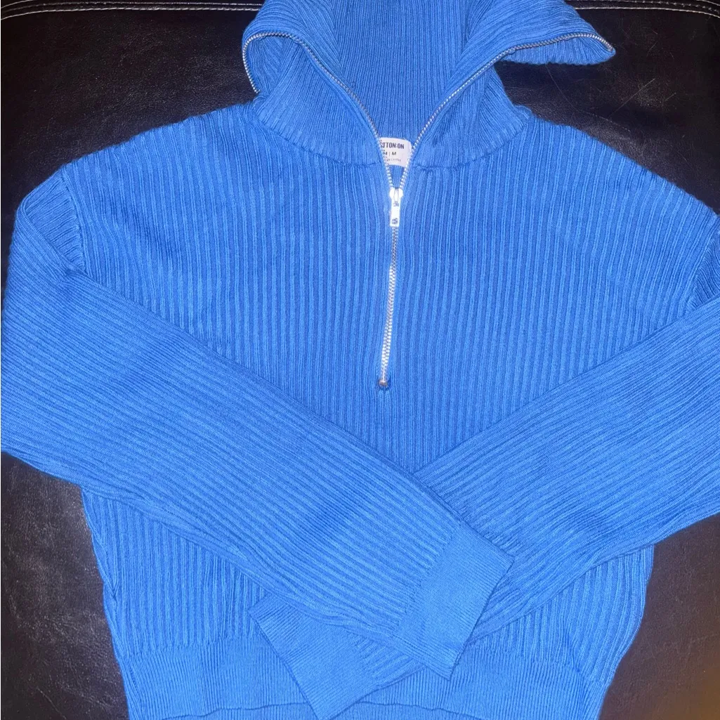 Cotton On Women's crop rib zip up collar sweater - Image 4