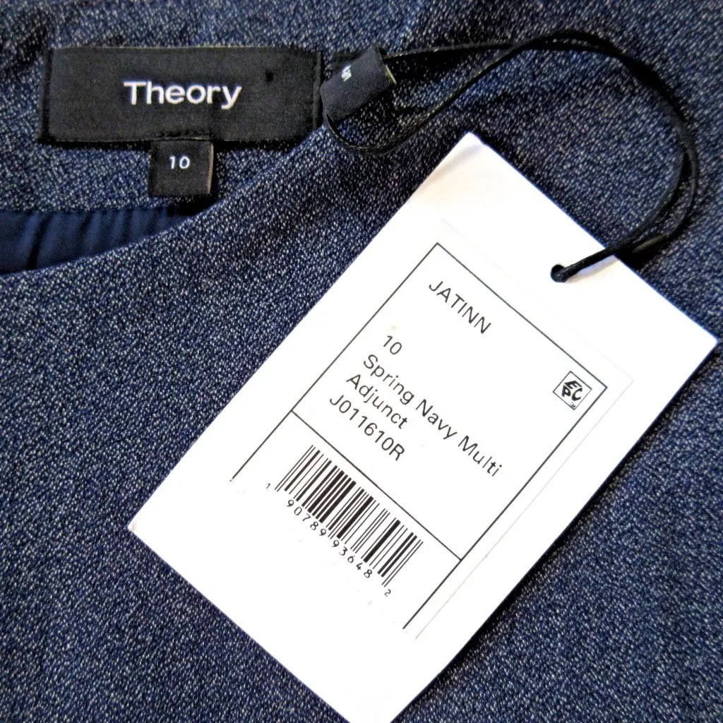 NWT Theory Jatinn in Spring Navy Adjunct Wool Short Sleeve Mini Dress 10 - Image 3