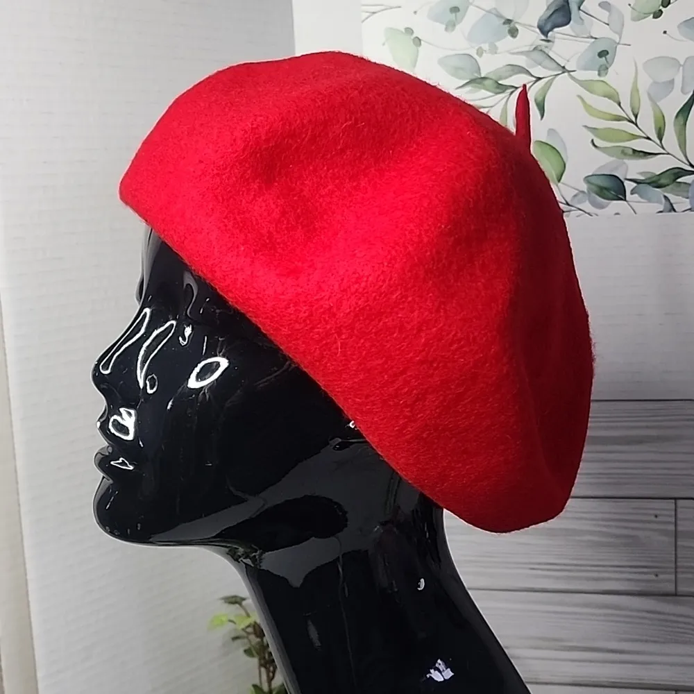 Red French Style Beret Hat Adjustable NWT - Image 2