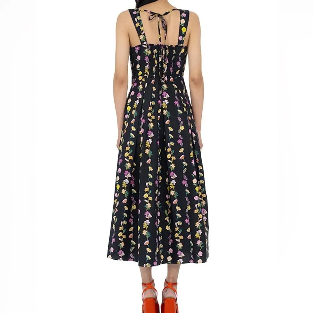 Banjanan Ophelia Floral Print Dress In Folk Floral Onyx Women’s Sz S Black - Image 4