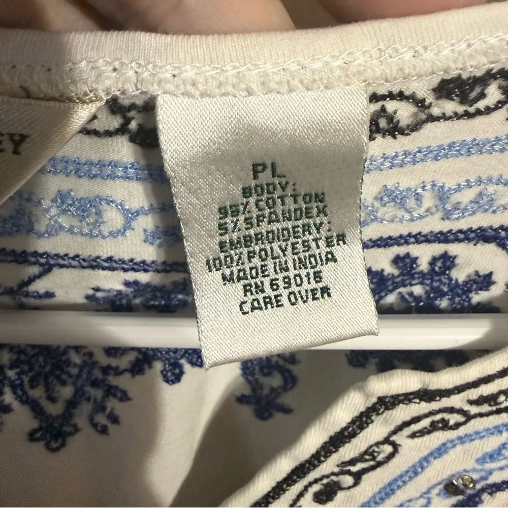 Laura Ashley White Blouse with Blue‎ Embroidery - Image 3