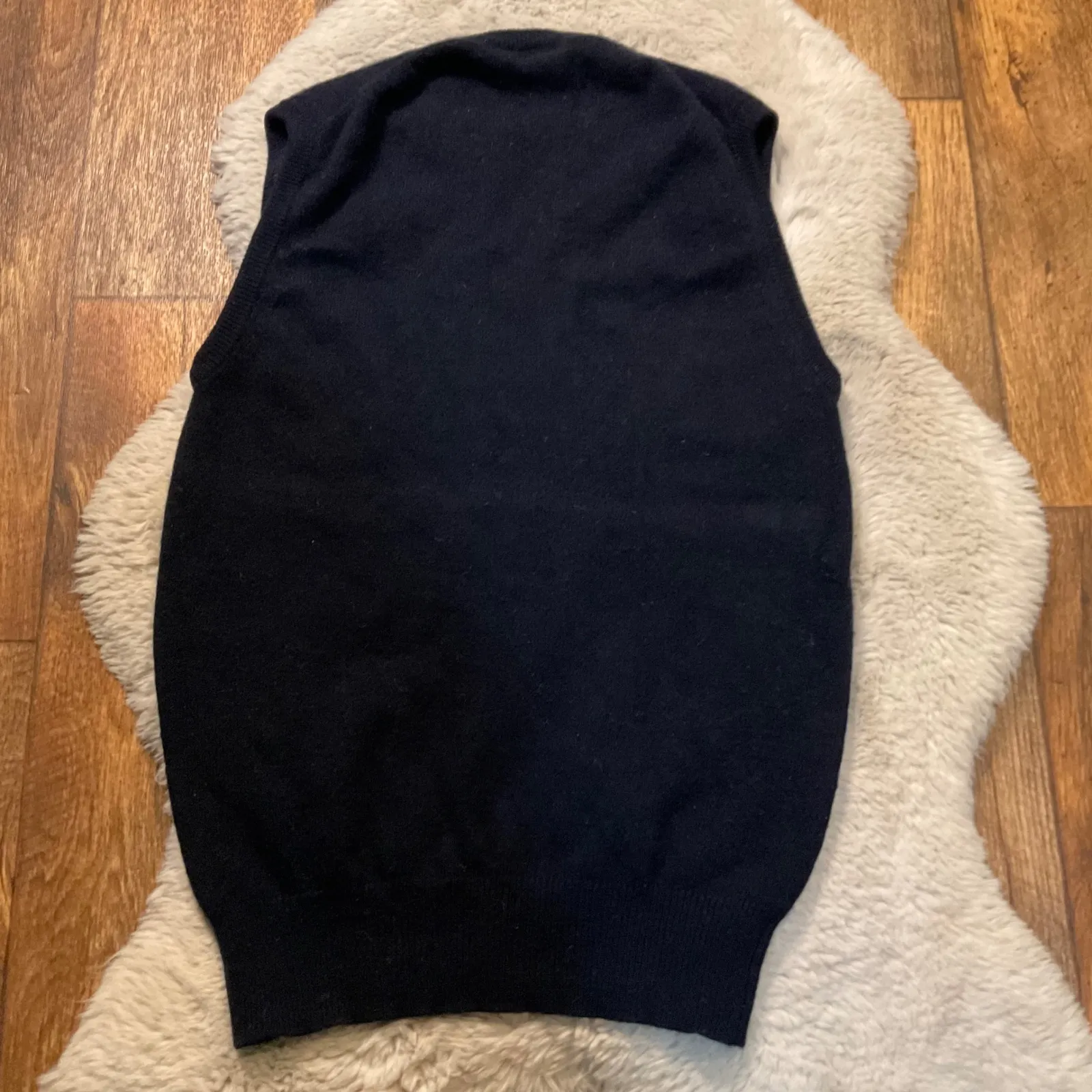 Nordstrom Knit Sweater Vest Size Medium Navy Blue 100% Lambswool V Neck Womens - Image 6