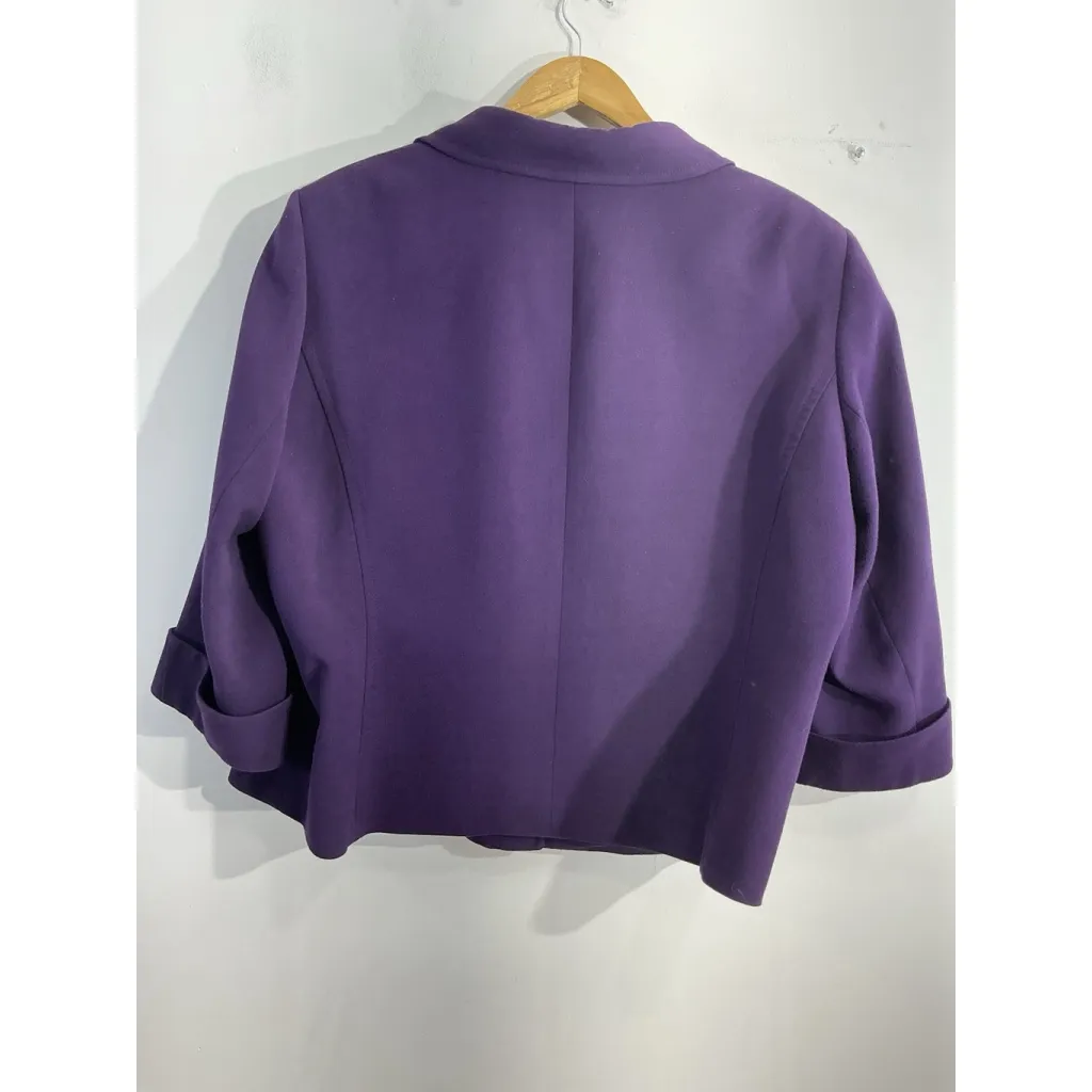 Womans Tahari Blazer Jacket 20 W Purple 3/4 Sleeve Lined Metal Toggle Button - Image 2