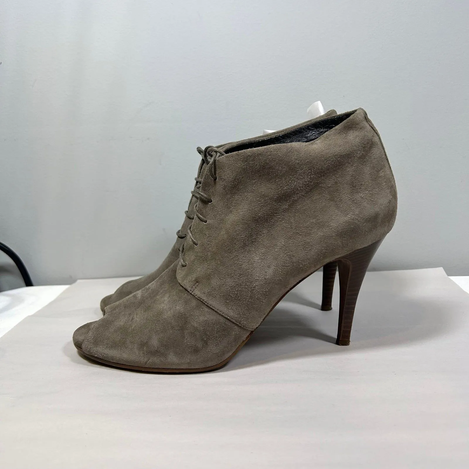 J Crew Archer Italy Suede Peep‎ Toe Ankle Bootie Heels Womens 10 - Image 4