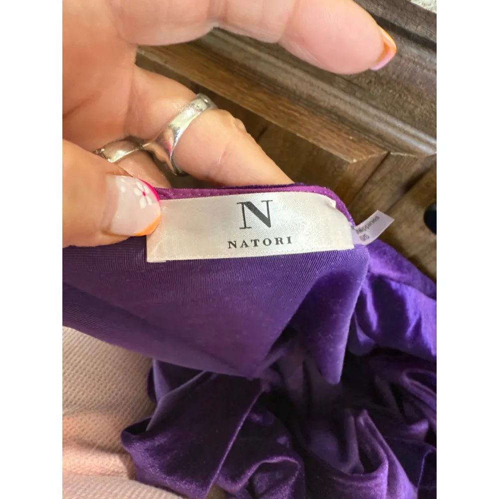 Women's Natori Purple Velvet Embroidered Floral Cardigan XS - Image 8