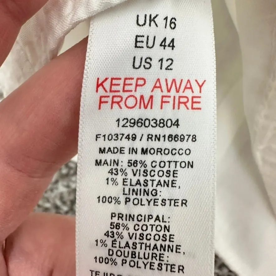 TOPSHOP White One‎ Shoulder Tie Strap Crop Top Women's US 12 Textured NWT - Image 5