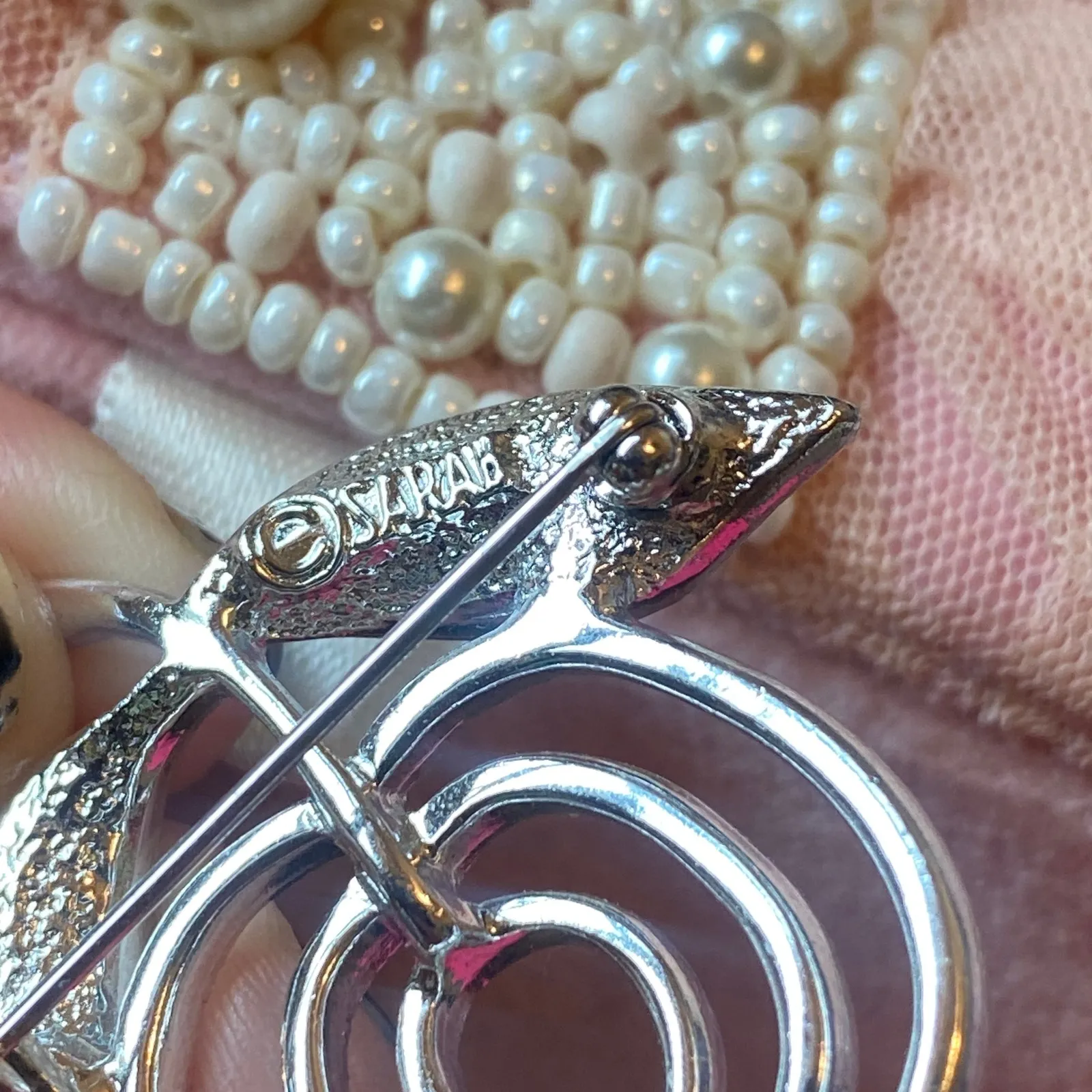 Vintage SARAH COV. Silver Tone Modernist Floral Brooch Pin Leaves Old Money - Image 3