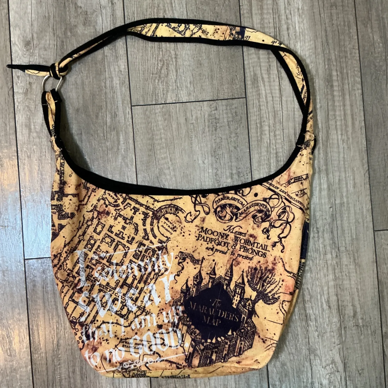 Harry Potter Marauders Map Hobo Bag Adjustable Strap Cosplay Purse - Image 2