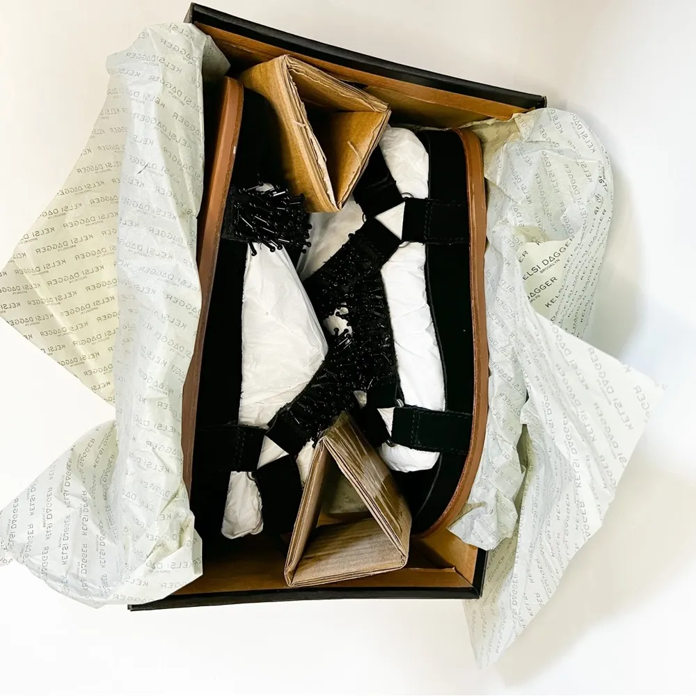 NEW ANTHROPOLOGIE KELSI DAGGER Brooklyn Spark Suede Beaded Black Sandals US 9 - Image 92