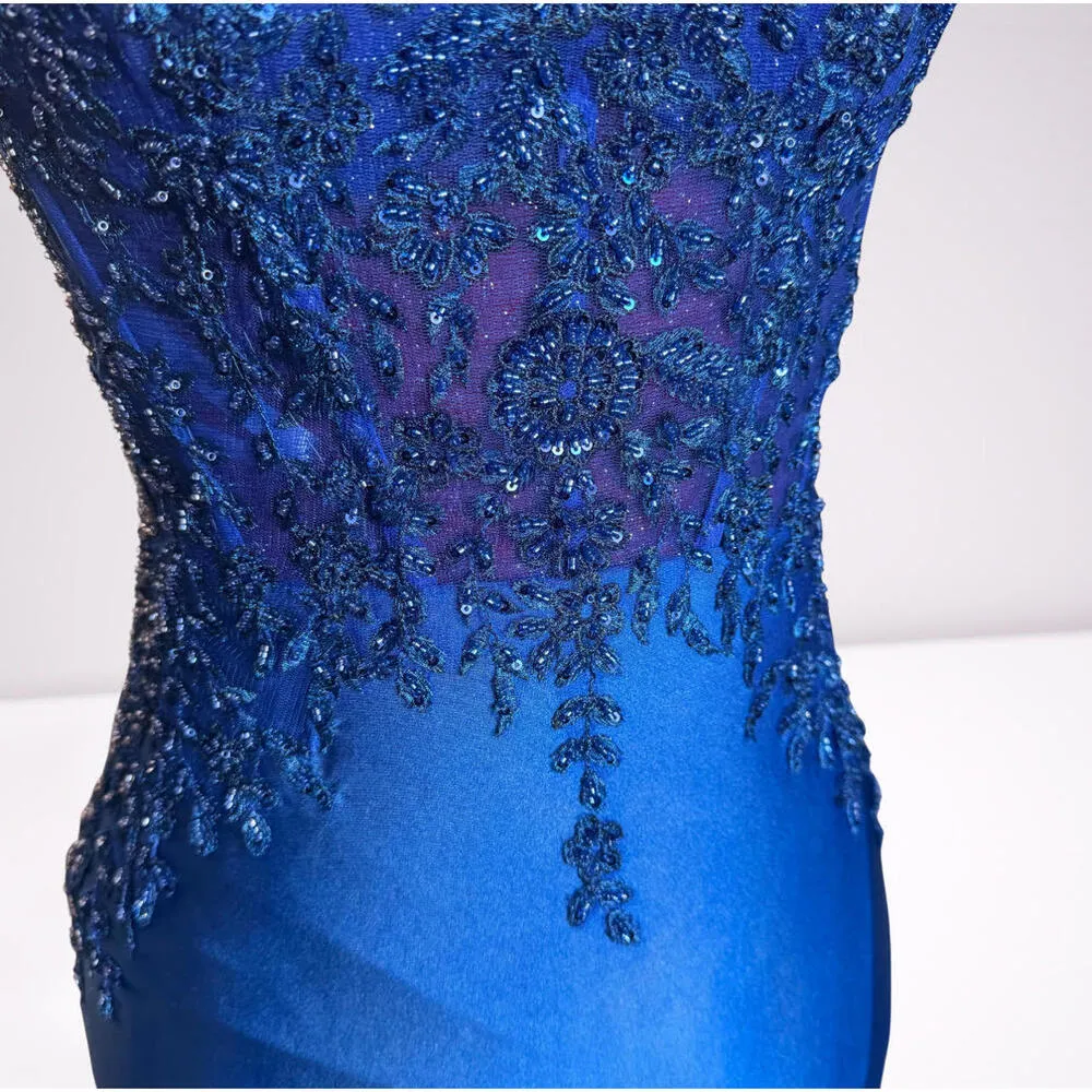 Tiffany Designs Royal Blue Mermaid Prom Gown w/Slit Style 16058 Size 2 - Image 8