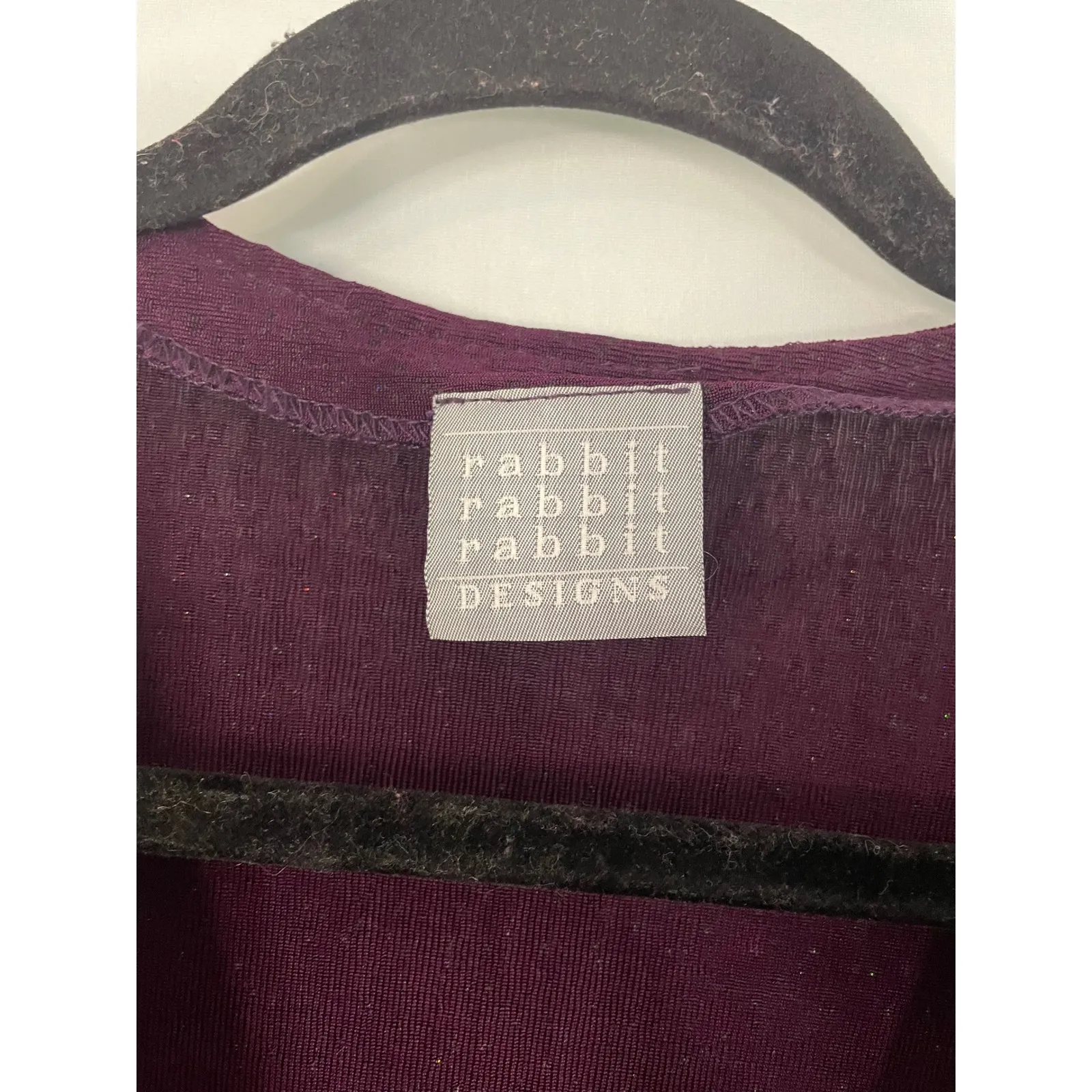 VTG Rabbit Designs Burgundy Sparkle Button Front Cardigan Tunic Petite Size 8 Purple - Image 6