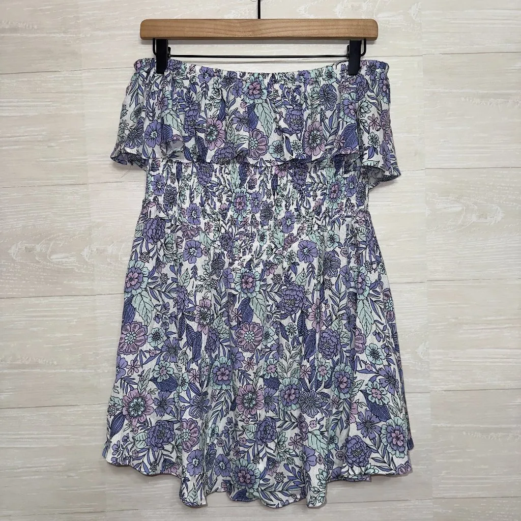 VICI Off Shoulder Floral Mini Dress Women’s Ruffle Smocked Boho Summer Party - Image 2