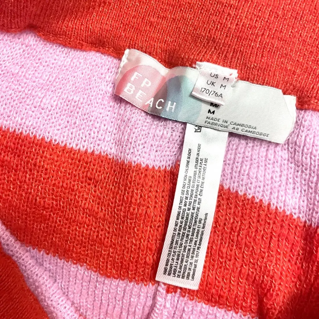 Free People Beach Malibu Surf Sweater Striped Knit Shorts Orange Pink Size M - Image 3