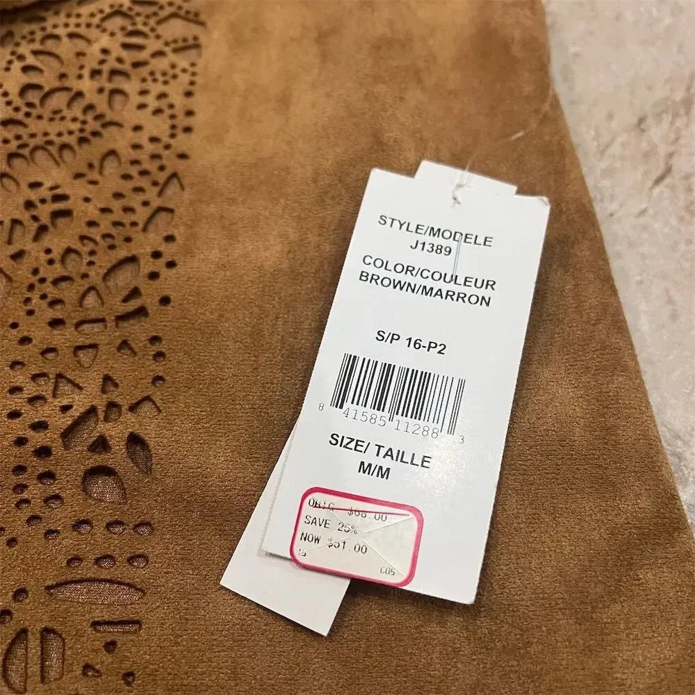 Lord & Taylor Design Lab Women's Brown Sleeveless Boho Crochet - Image 8