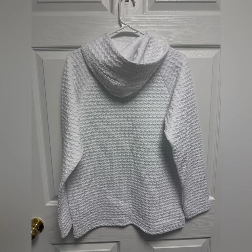 Elegant White Textured Women's Hoodie Sweater‎ size XS - Image 2
