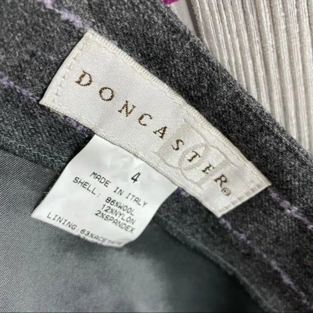 Doncaster Italian purple & grey pinstripe midi wool skirt size 4 - Image 5