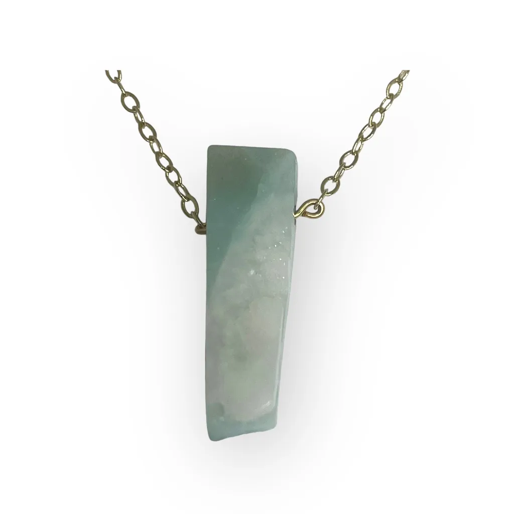 new Jami ᪥ Dainty Raw Blue Amazonite Crystal Shard Necklace ᪥ 24K Gold Plated ᪥ - Image 6