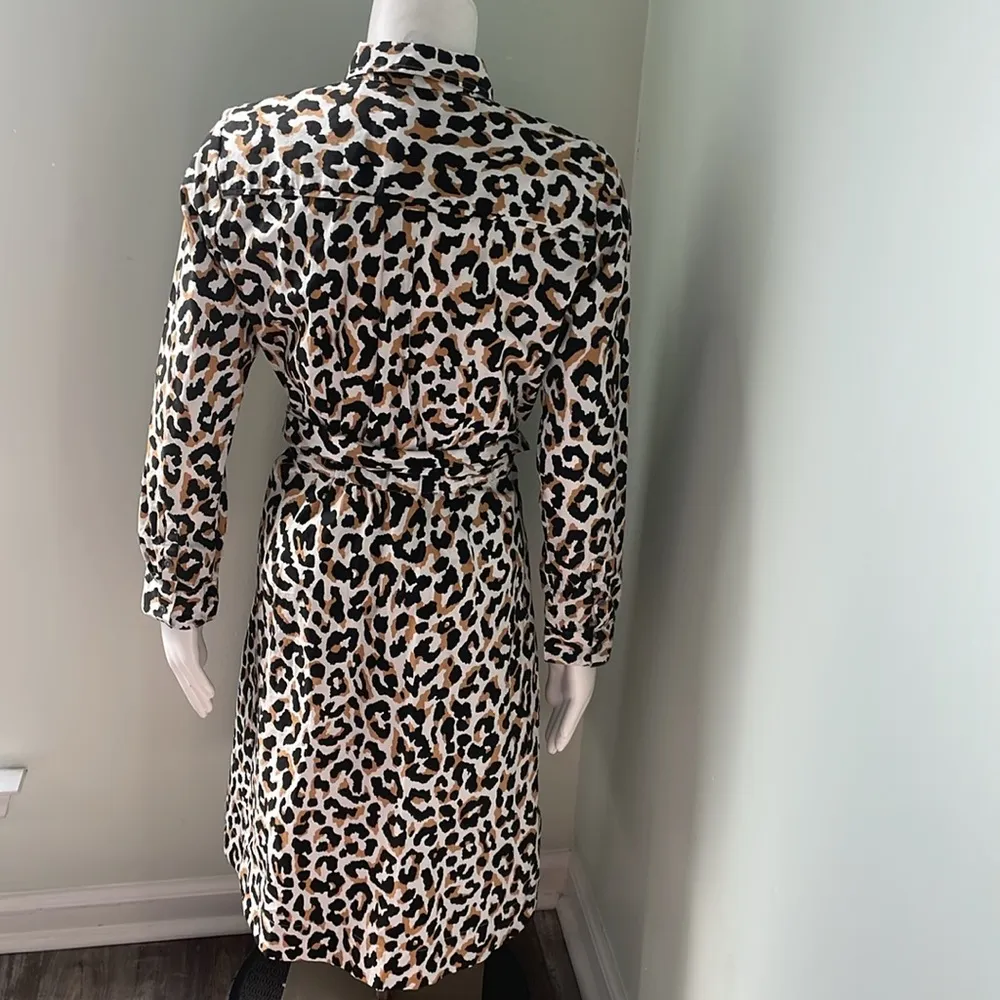 J. Crew Leopard Belted Shirt Dress Size 6 - Image 10