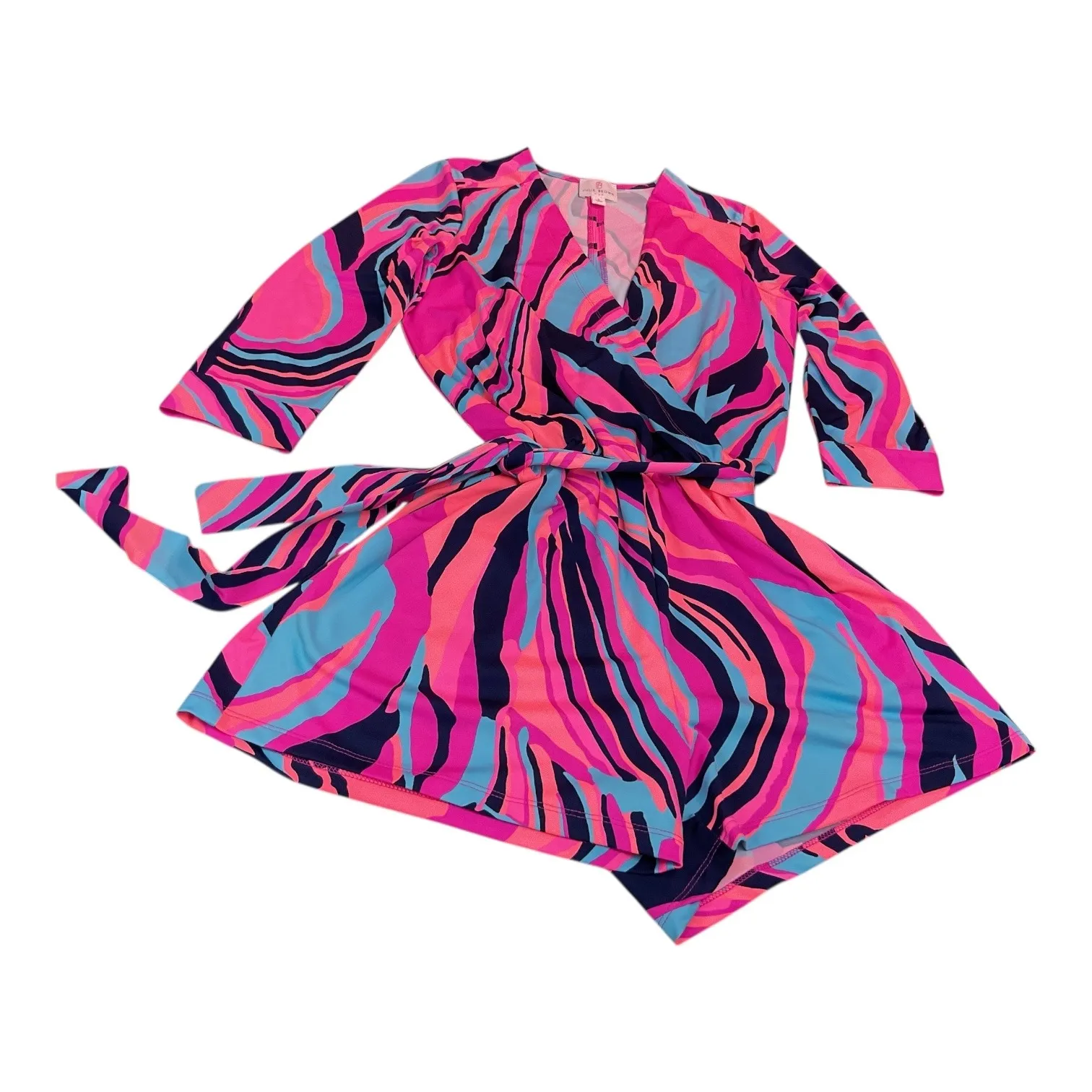 Julie Brown NYC Wrap Geometric Print Pink Blue jumper Romper shorts Small - Image 2