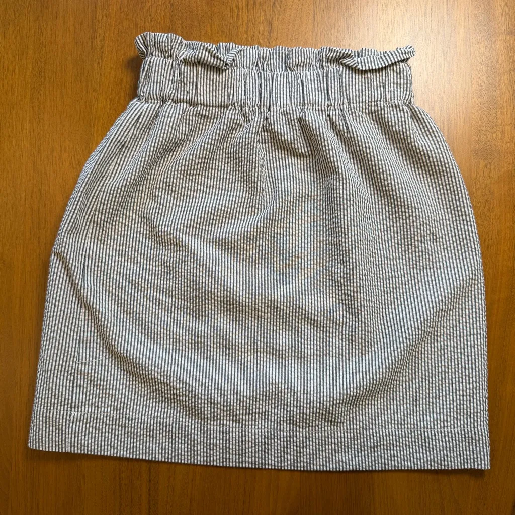 Lauren James Seersucker Skirt XS Blue White Elastic Waist Collegiate - Image 2