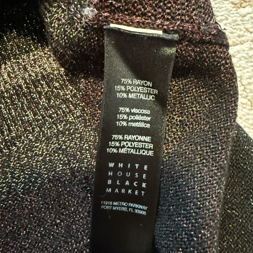 White House Black Market black/ burgundy metallic sweater sz XS - Image 4