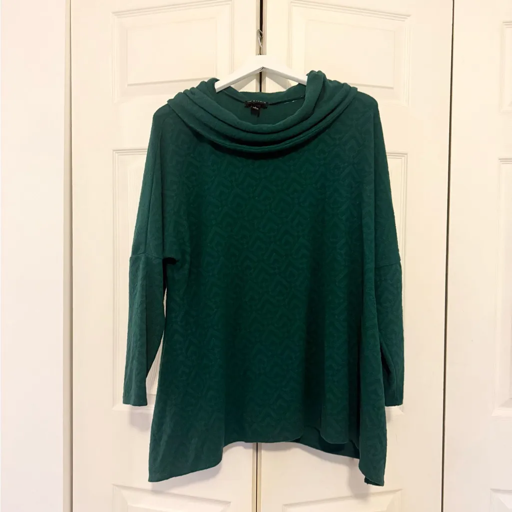 I.N. Studio Emerald Green Cowl Neck Oversized Sweater Flowy Top Size Large - Image 2