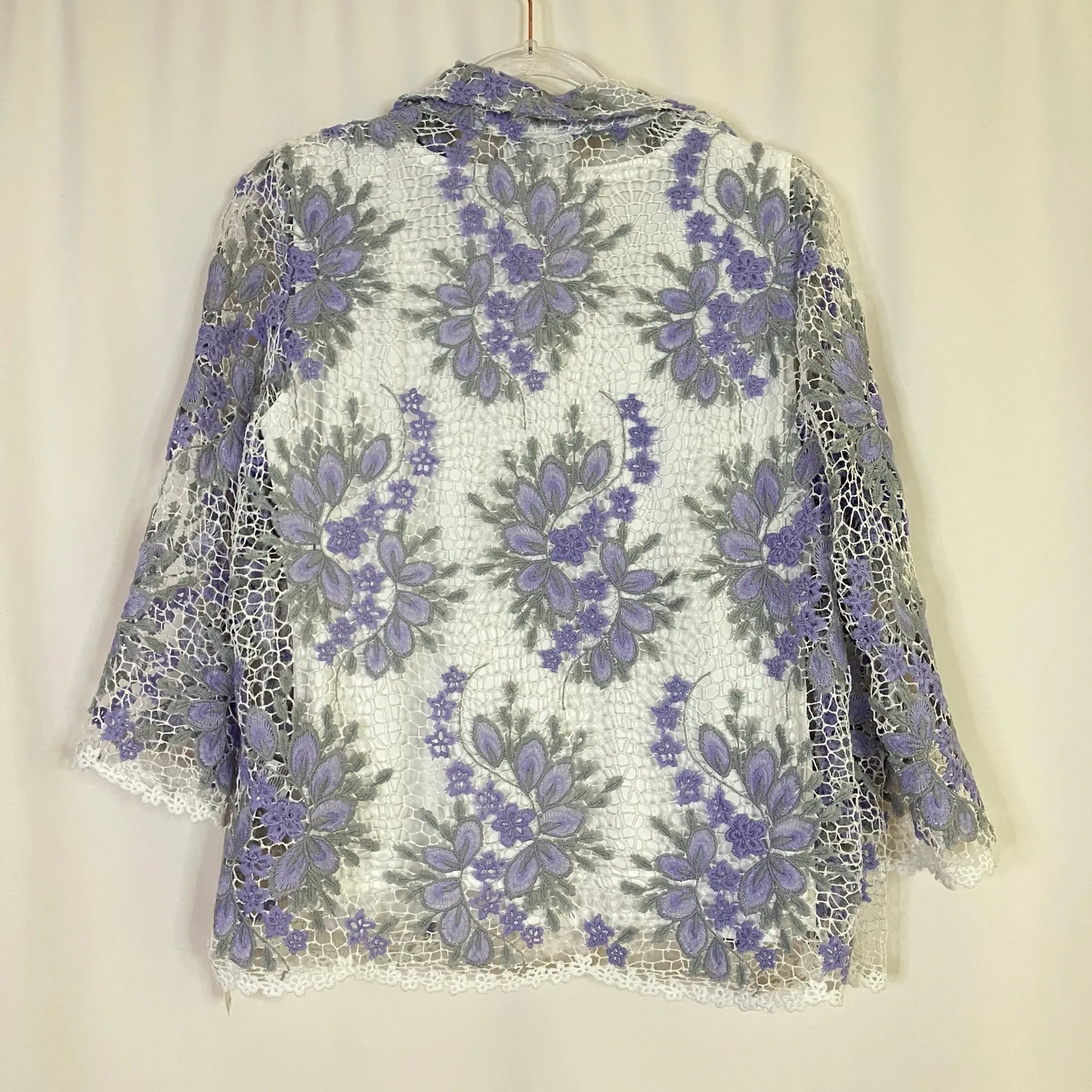 Alfred Dunner Isn't It Romantic 2-In-1 Purple Floral Lace 3/4 Sleeve Blouse MP - Image 7