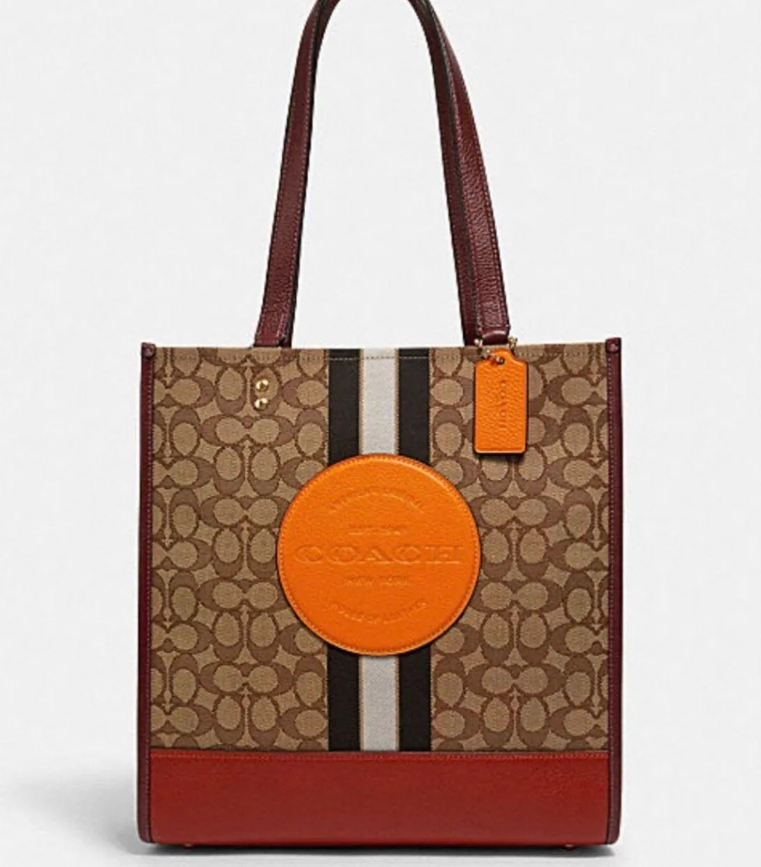 New W/ Tag  Dempsey Tote In Signature Jacquard With Stripe And  Patch - Image 1